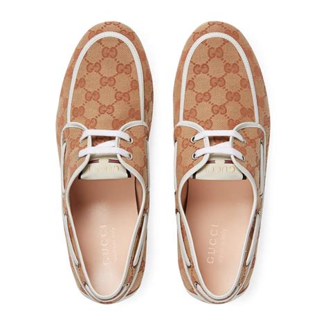 mens gucci boat shoes|gg leather canvas boat shoes.